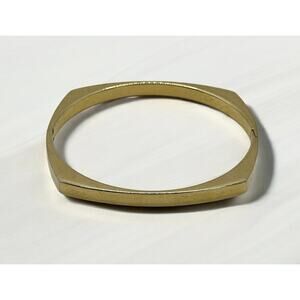 Vintage Gold Tone Square Bangle Bracelet Stamped J.S. 1960s-1970s